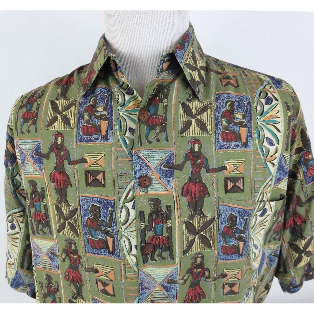 Kahala Avi Large Hawaiian Camp Shirt Tribal Wild